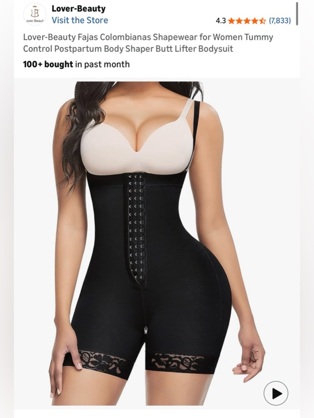 Lover Beauty High-Waist Black Tummy Control Bodysuit Shapewear